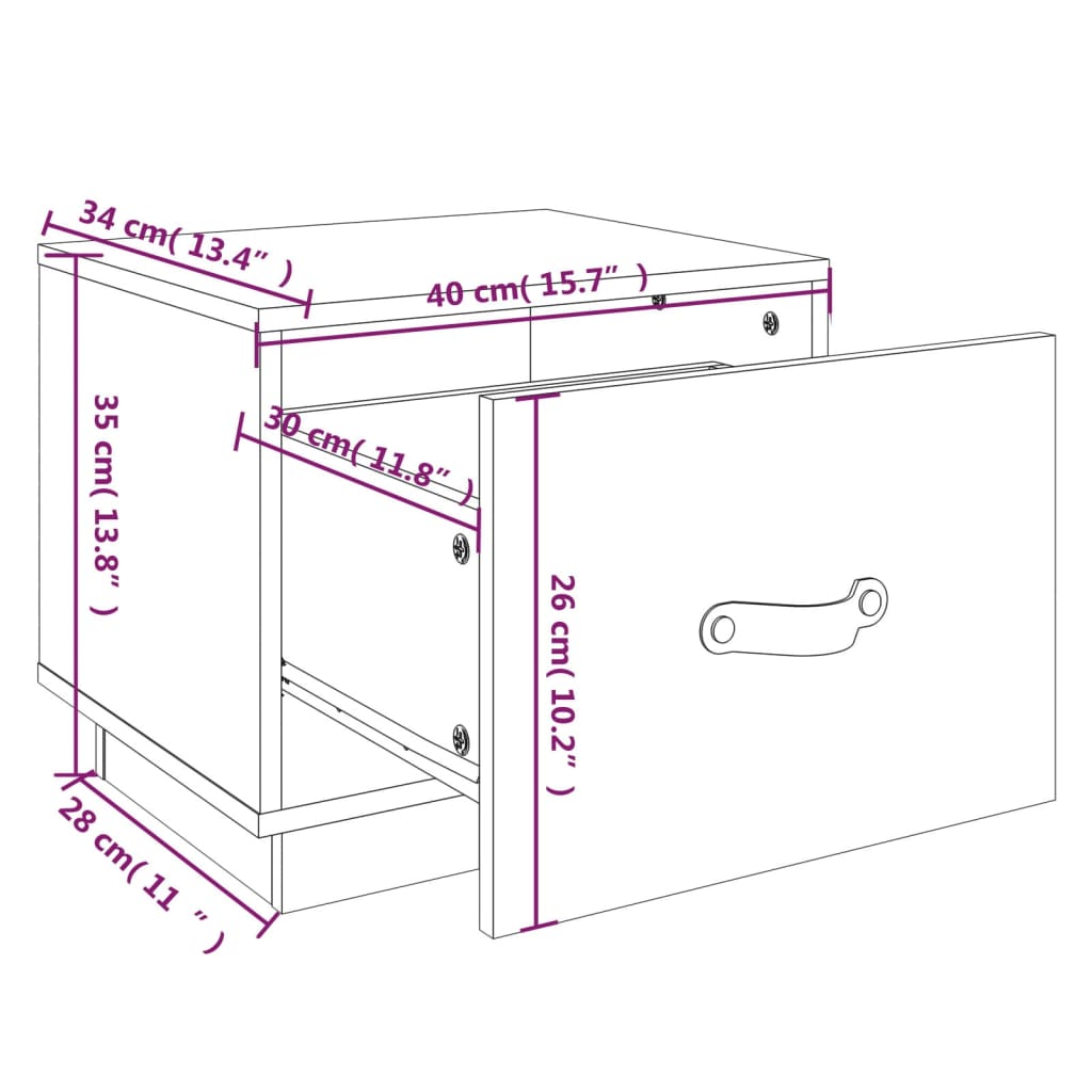 Comodini 2 pz Bianco 40x34x35 cm in Legno Massello di Pino - homemem39