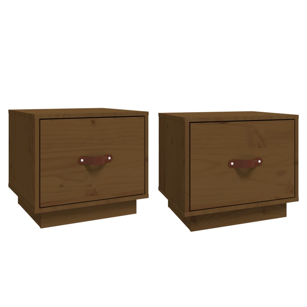 Comodini 2 pz Miele 40x34x35 cm in Legno Massello di Pino - homemem39