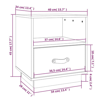 Comodini Nero 2 pz 40x34x45 cm in Legno Massello di Pino - homemem39