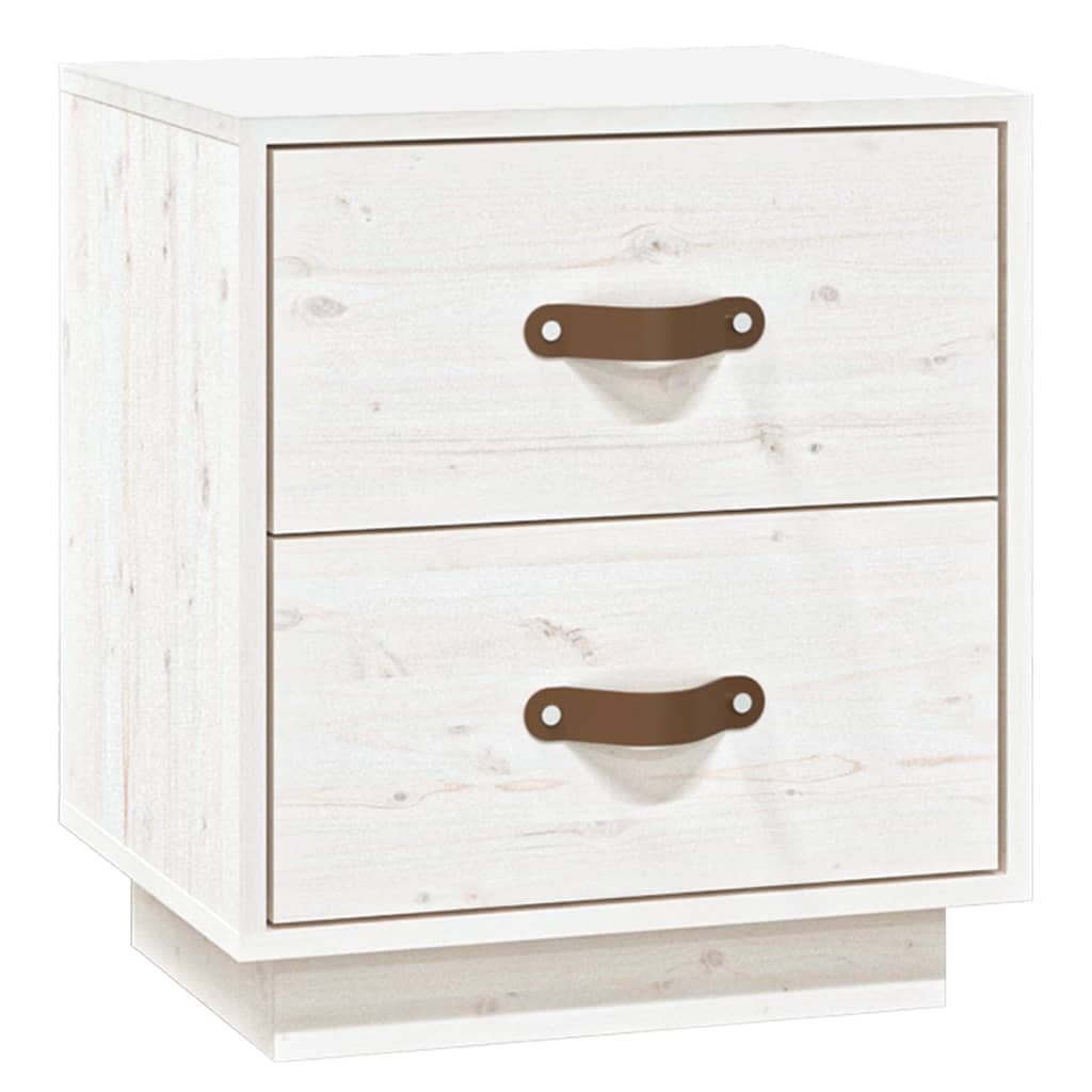 Comodini Bianchi 2 pz 40x34x45 cm in Legno Massello di Pino - homemem39