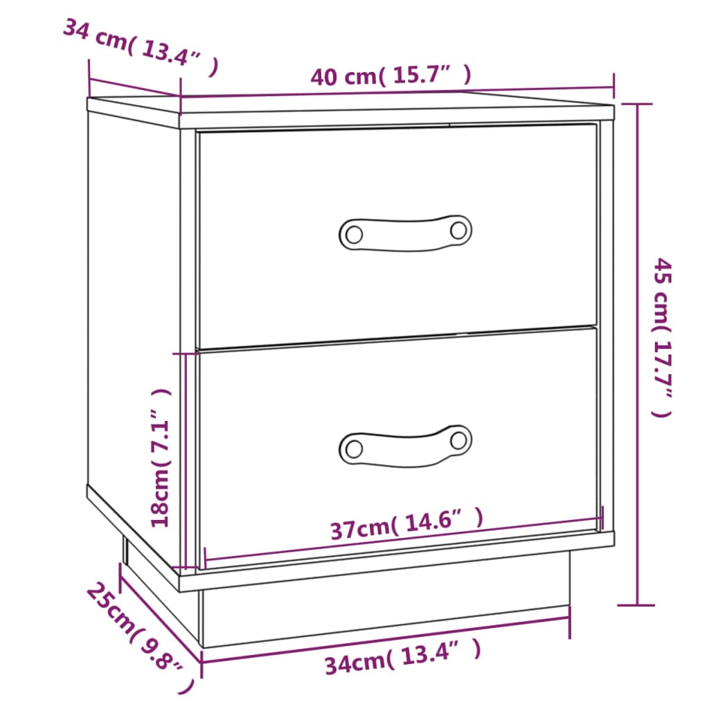 Comodini Bianchi 2 pz 40x34x45 cm in Legno Massello di Pino - homemem39