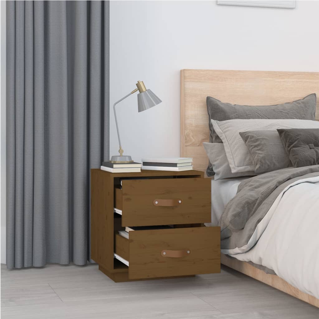 Comodini 2 pz Miele 40x34x45 cm in Legno Massello di Pino - homemem39