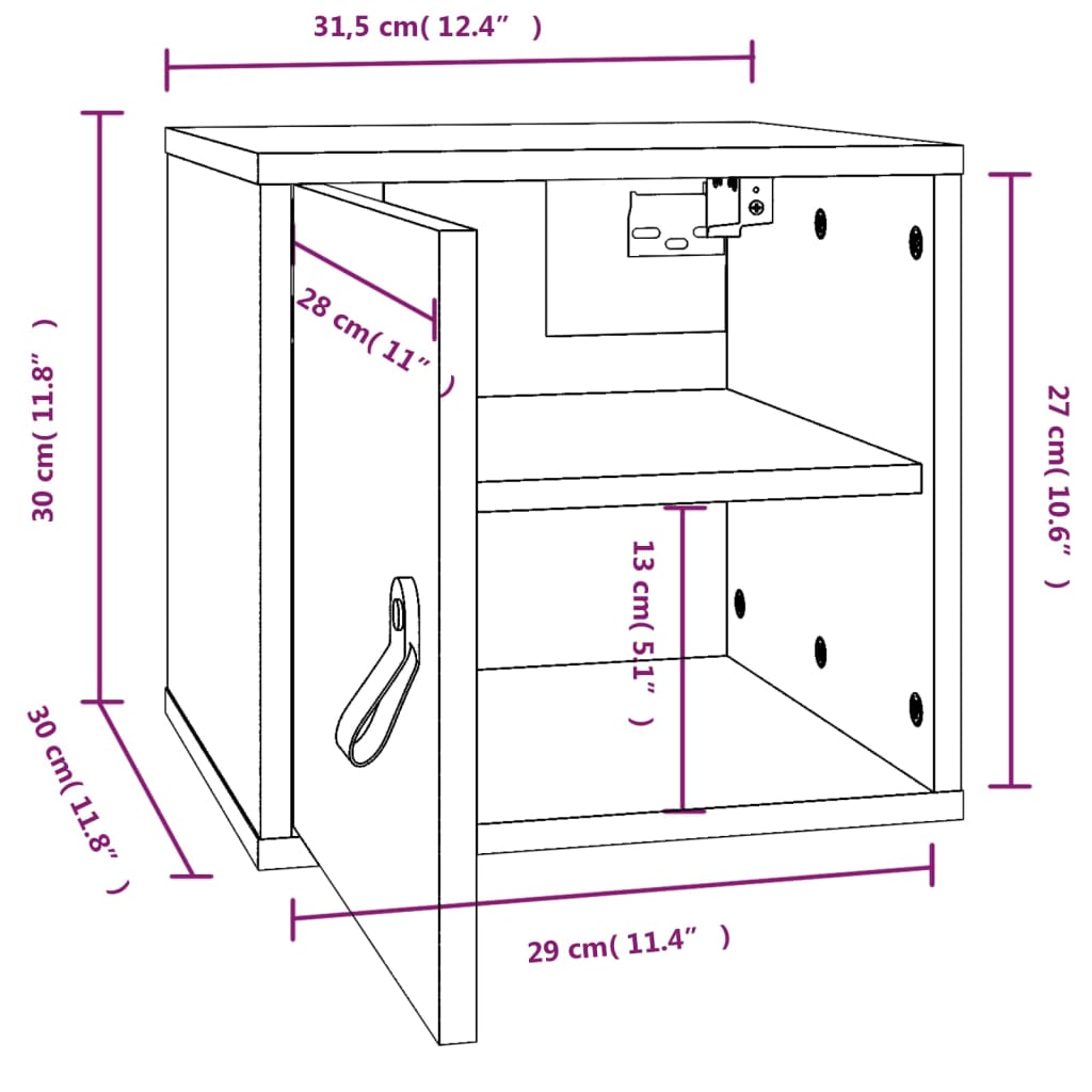 Pensile Marrone Miele 31,5x30x30 cm in Legno Massello di Pino - homemem39