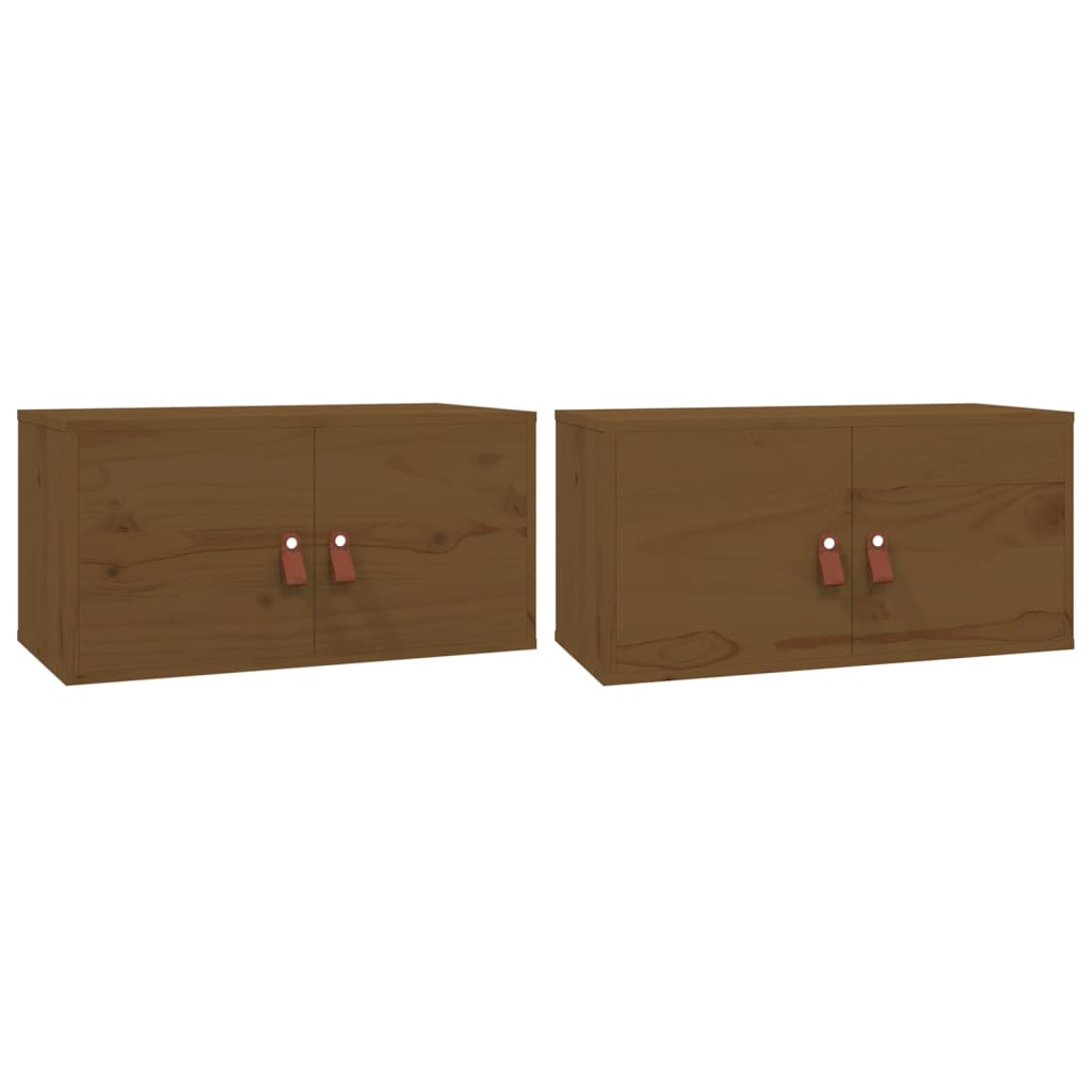 Pensili 2 pz Marrone Miele 60x30x30cm in Legno Massello di Pino - homemem39