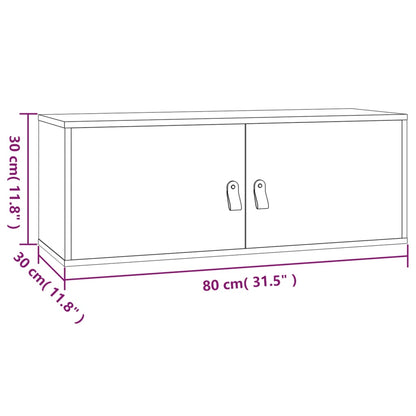 Pensile Bianco 80x30x30 cm in Legno Massello di Pino - homemem39