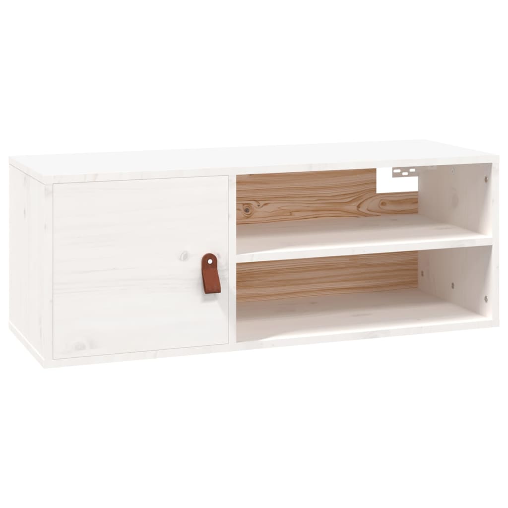 Pensili 2 pz Bianchi 80x30x30 cm in Legno Massello di Pino - homemem39