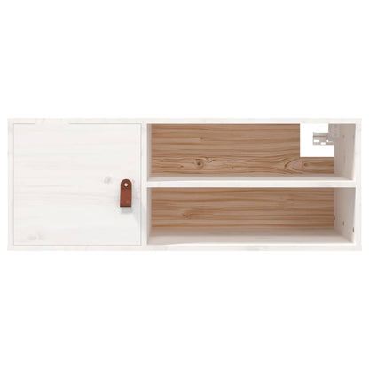 Pensili 2 pz Bianchi 80x30x30 cm in Legno Massello di Pino - homemem39