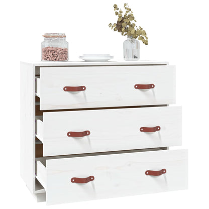 Credenza Bianca 80x40x75 cm in Legno Massello di Pino - homemem39