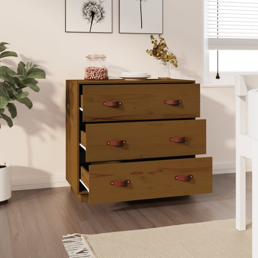 Credenza Miele 80x40x75 cm in Legno Massello di Pino - homemem39