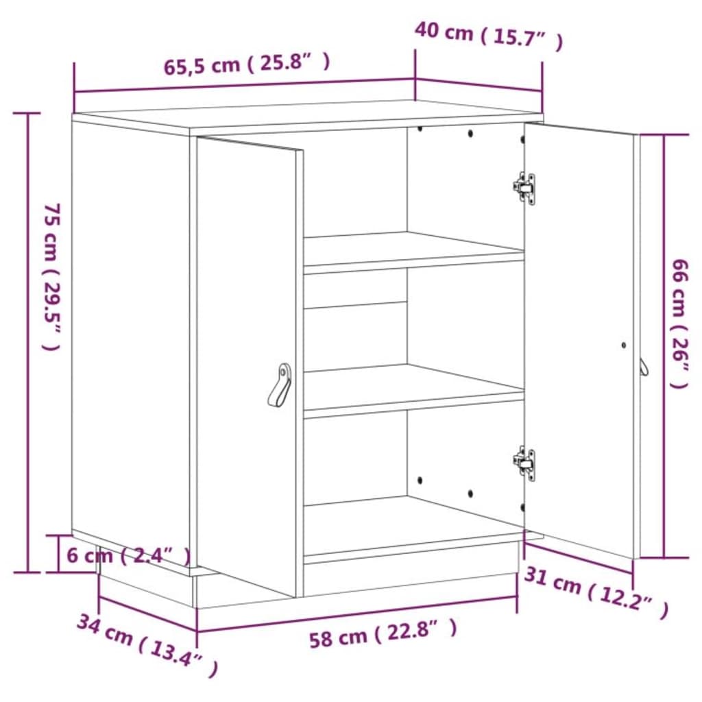 Credenza Bianca 65,5x40x75 cm in Legno Massello di Pino - homemem39