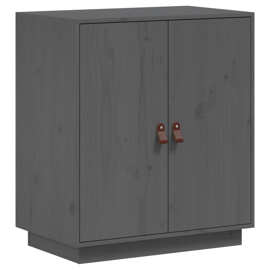 Credenza Grigia 65,5x40x75 cm in Legno Massello di Pino - homemem39