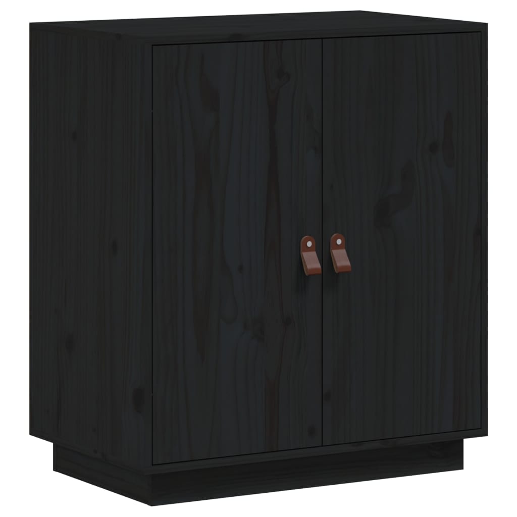 Credenza Nera 65,5x40x75 cm in Legno Massello di Pino - homemem39