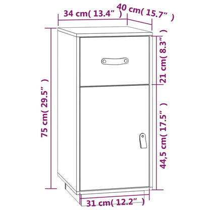 Credenza Bianca 34x40x75 cm in Legno Massello di Pino - homemem39