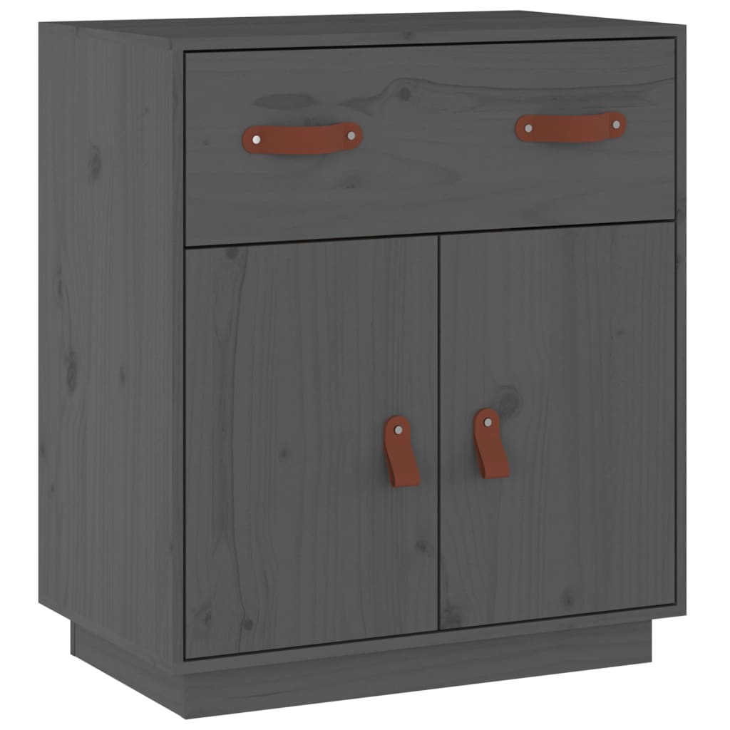 Credenza Grigia 65,5x40x75 cm in Legno Massello di Pino - homemem39