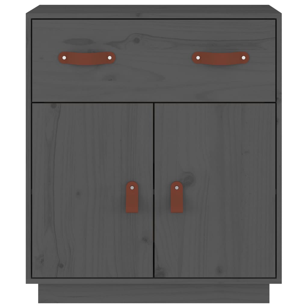 Credenza Grigia 65,5x40x75 cm in Legno Massello di Pino - homemem39