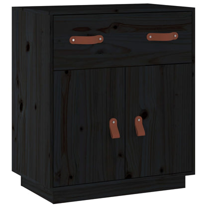 Credenza Nera 65,5x40x75 cm in Legno Massello di Pino - homemem39