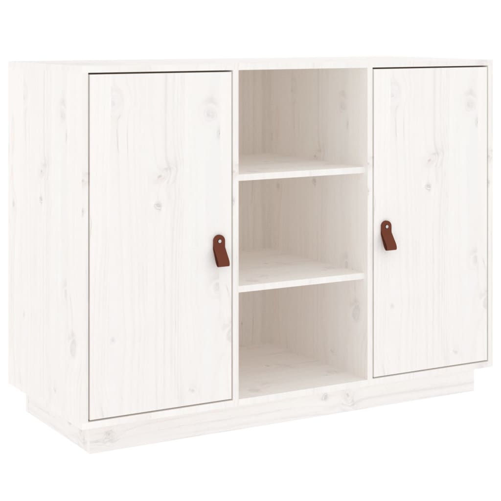 Credenza Bianca 100x40x75 cm in Legno Massello di Pino - homemem39