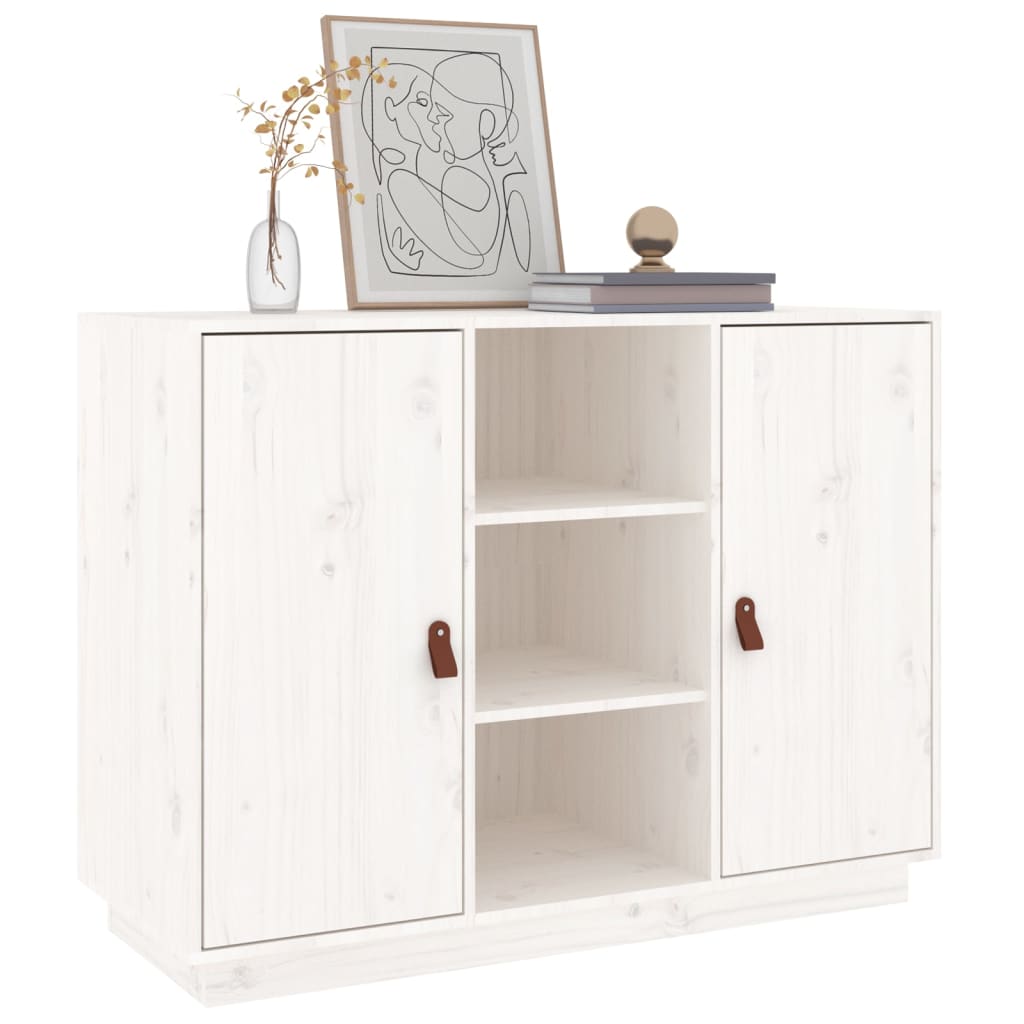 Credenza Bianca 100x40x75 cm in Legno Massello di Pino - homemem39