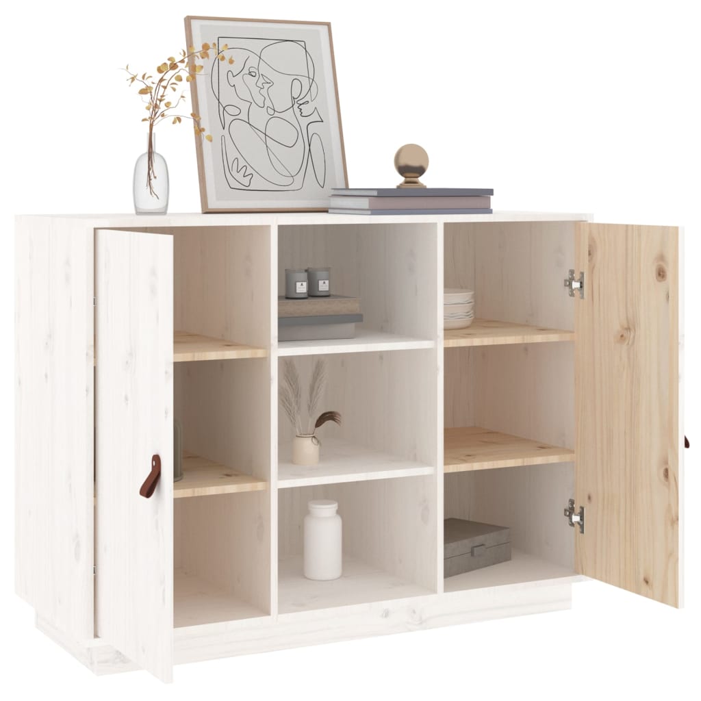 Credenza Bianca 100x40x75 cm in Legno Massello di Pino - homemem39