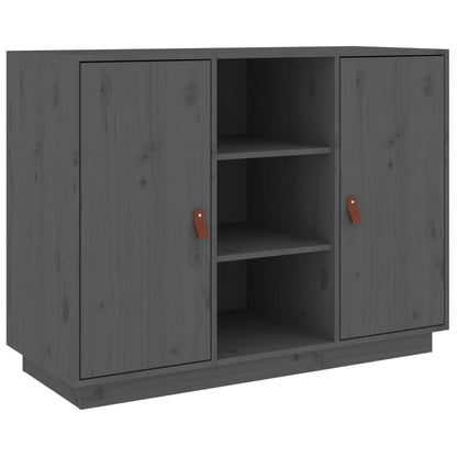 Credenza Grigia 100x40x75 cm in Legno Massello di Pino - homemem39