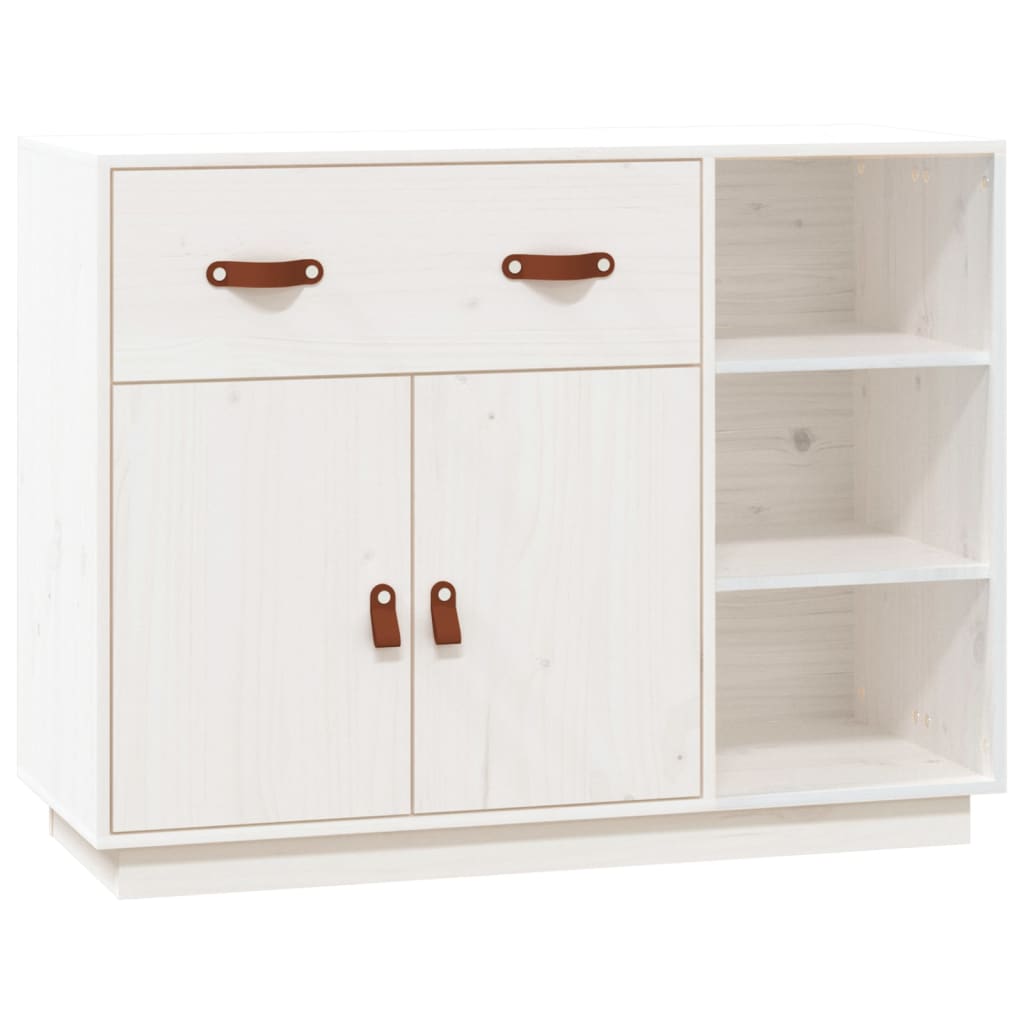 Credenza Bianca 98,5x40x75 cm in Legno Massello di Pino - homemem39