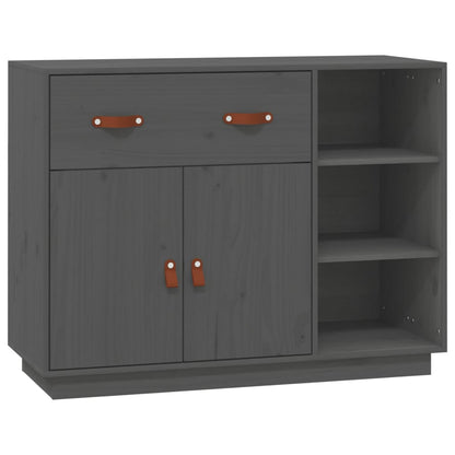 Credenza Grigia 98,5x40x75 cm in Legno Massello di Pino - homemem39