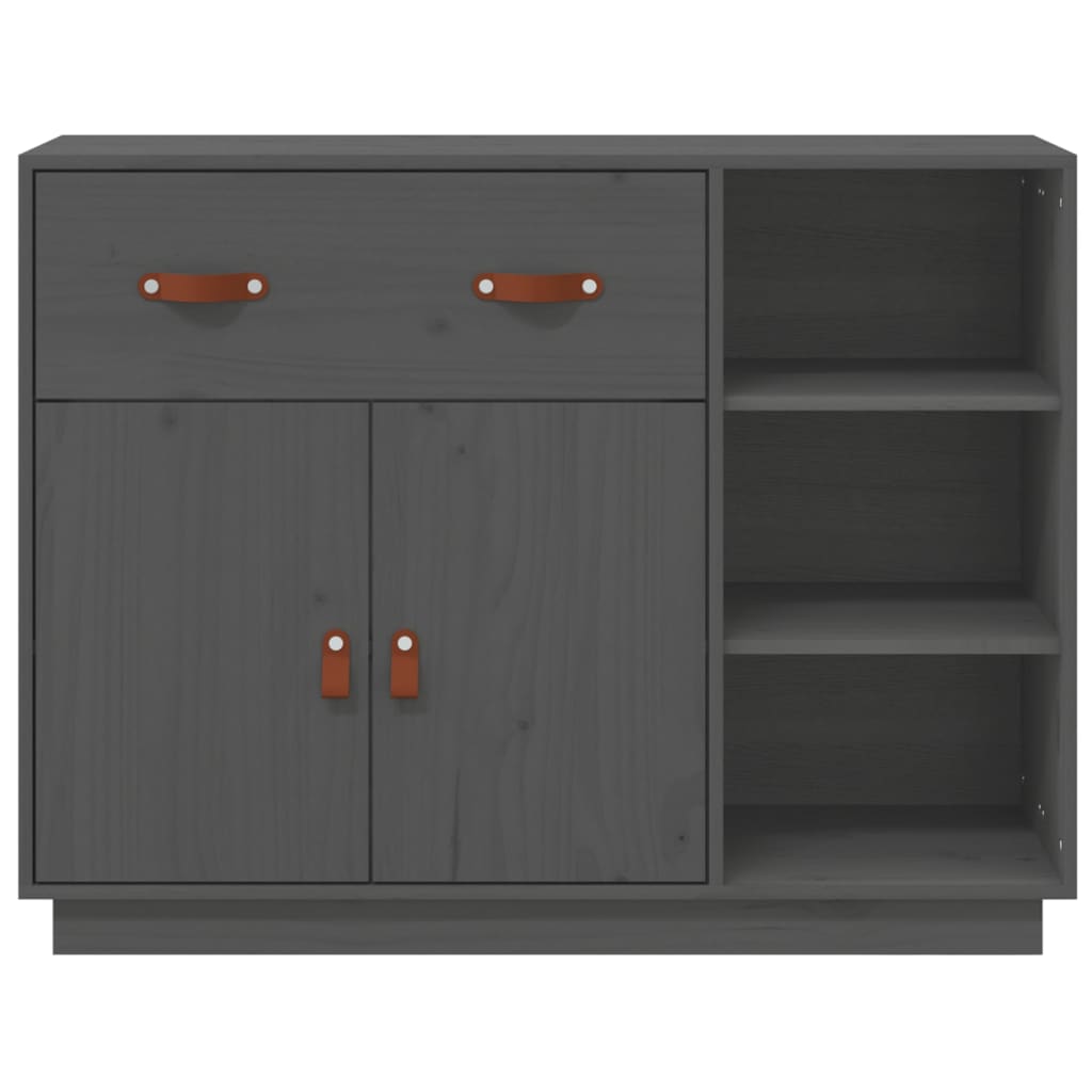 Credenza Grigia 98,5x40x75 cm in Legno Massello di Pino - homemem39