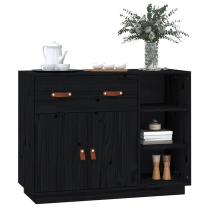 Credenza Nera 98,5x40x75 cm in Legno Massello di Pino - homemem39