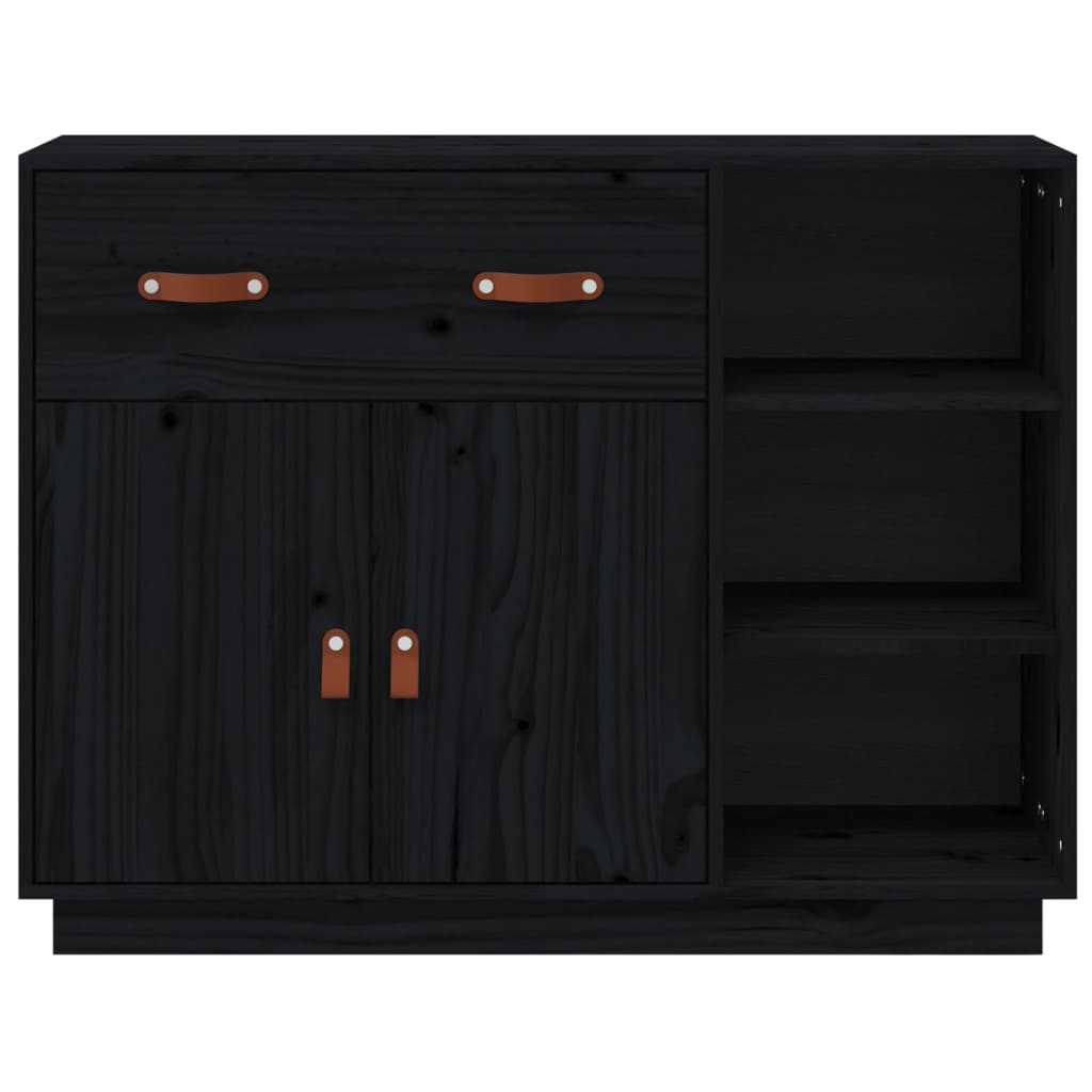 Credenza Nera 98,5x40x75 cm in Legno Massello di Pino - homemem39