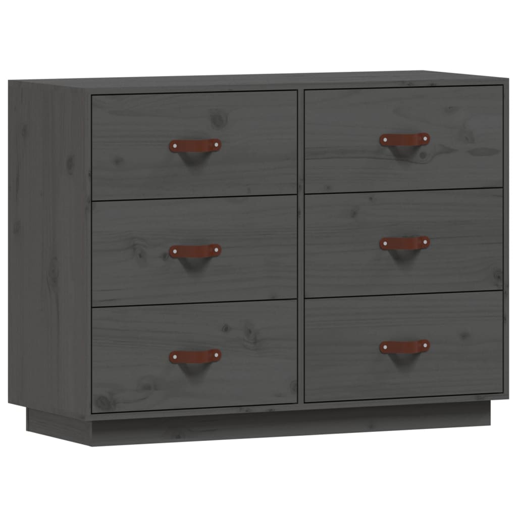 Credenza Grigia 100x40x75 cm in Legno Massello di Pino - homemem39