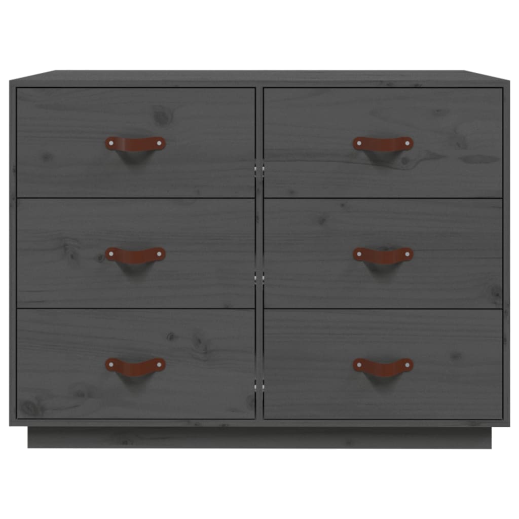 Credenza Grigia 100x40x75 cm in Legno Massello di Pino - homemem39