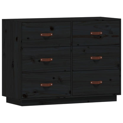 Credenza Nera 100x40x75 cm in Legno Massello di Pino - homemem39