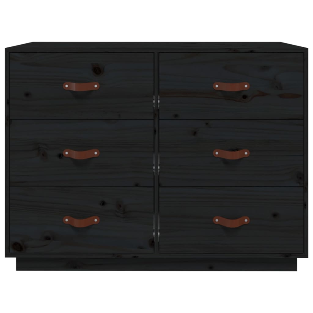 Credenza Nera 100x40x75 cm in Legno Massello di Pino - homemem39