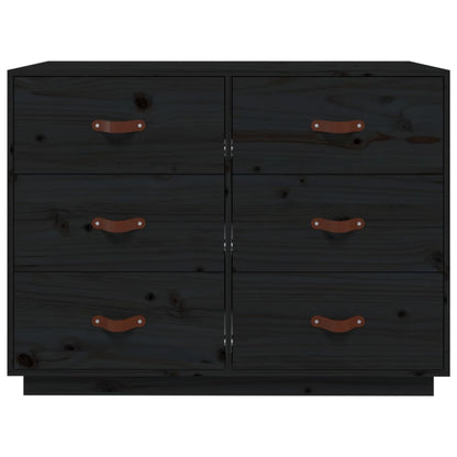 Credenza Nera 100x40x75 cm in Legno Massello di Pino - homemem39