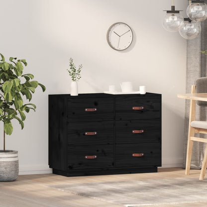 Credenza Nera 100x40x75 cm in Legno Massello di Pino - homemem39