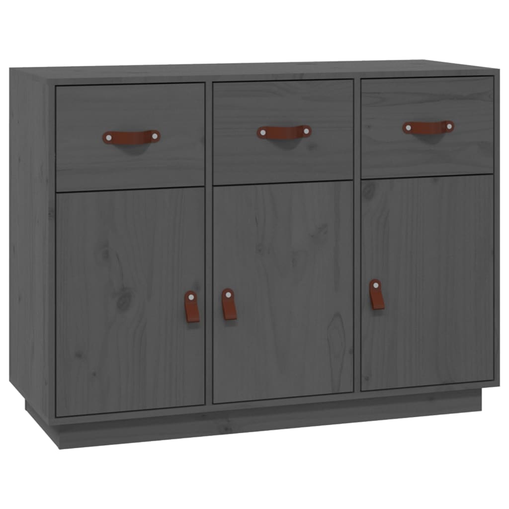 Credenza Grigia 100x40x75 cm in Legno Massello di Pino - homemem39