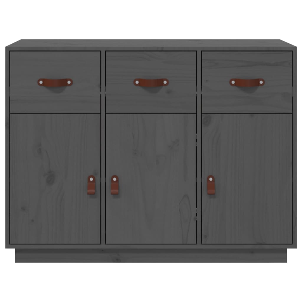 Credenza Grigia 100x40x75 cm in Legno Massello di Pino - homemem39