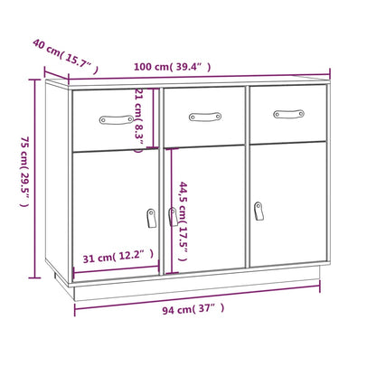 Credenza Miele 100x40x75 cm in Legno Massello di Pino - homemem39