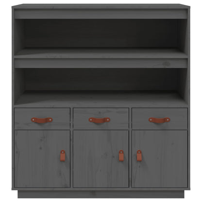 Credenza Grigia 100x40x108,5 cm in Legno Massello di Pino - homemem39