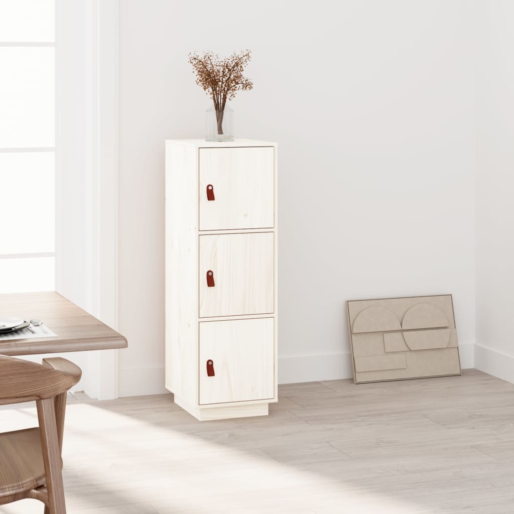 Credenza Bianca 34x40x108,5 cm in Legno Massello di Pino - homemem39