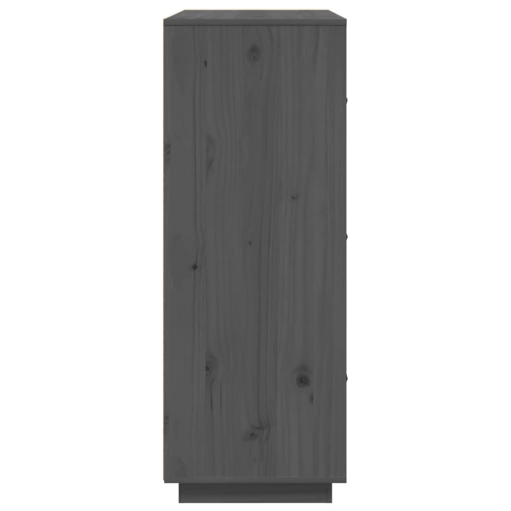 Credenza Grigia 67x40x108,5 cm in Legno Massello di Pino - homemem39