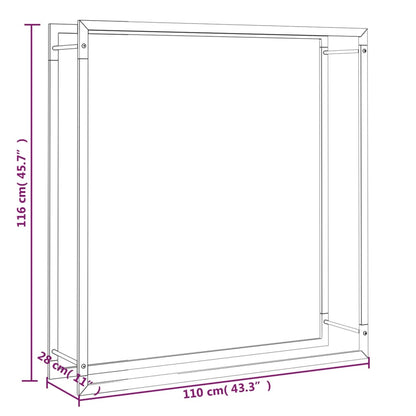 Portalegna Nero Opaco 110x28x116 cm in Acciaio - homemem39