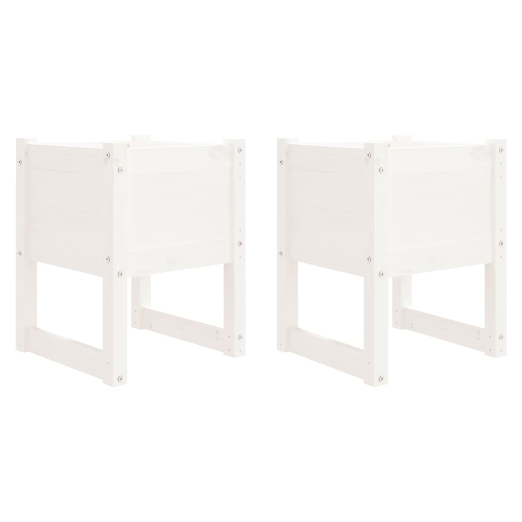 Fioriere 2 pz Bianche 40x40x52,5 cm in Legno Massello di Pino - homemem39