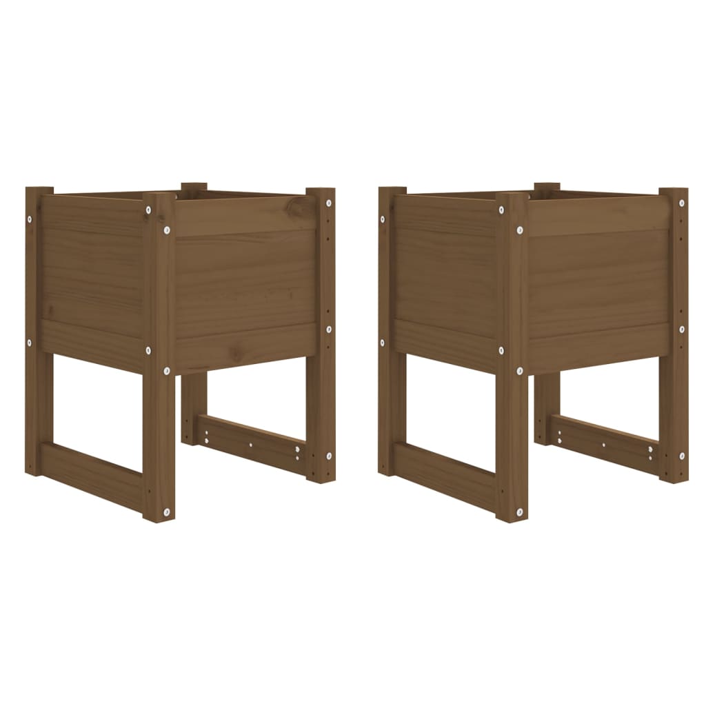 Fioriere 2 pz Miele 40x40x52,5 cm in Legno Massello di Pino - homemem39