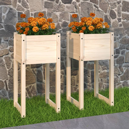 Fioriere 2 pz Bianche 40x40x81 cm in Legno Massello di Pino - homemem39