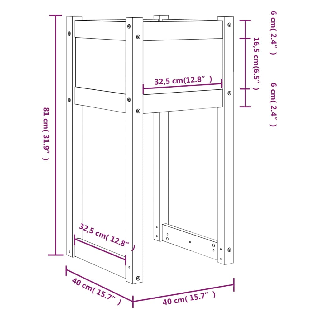 Fioriera Bianca 40x40x81 cm in Legno Massello di Pino - homemem39