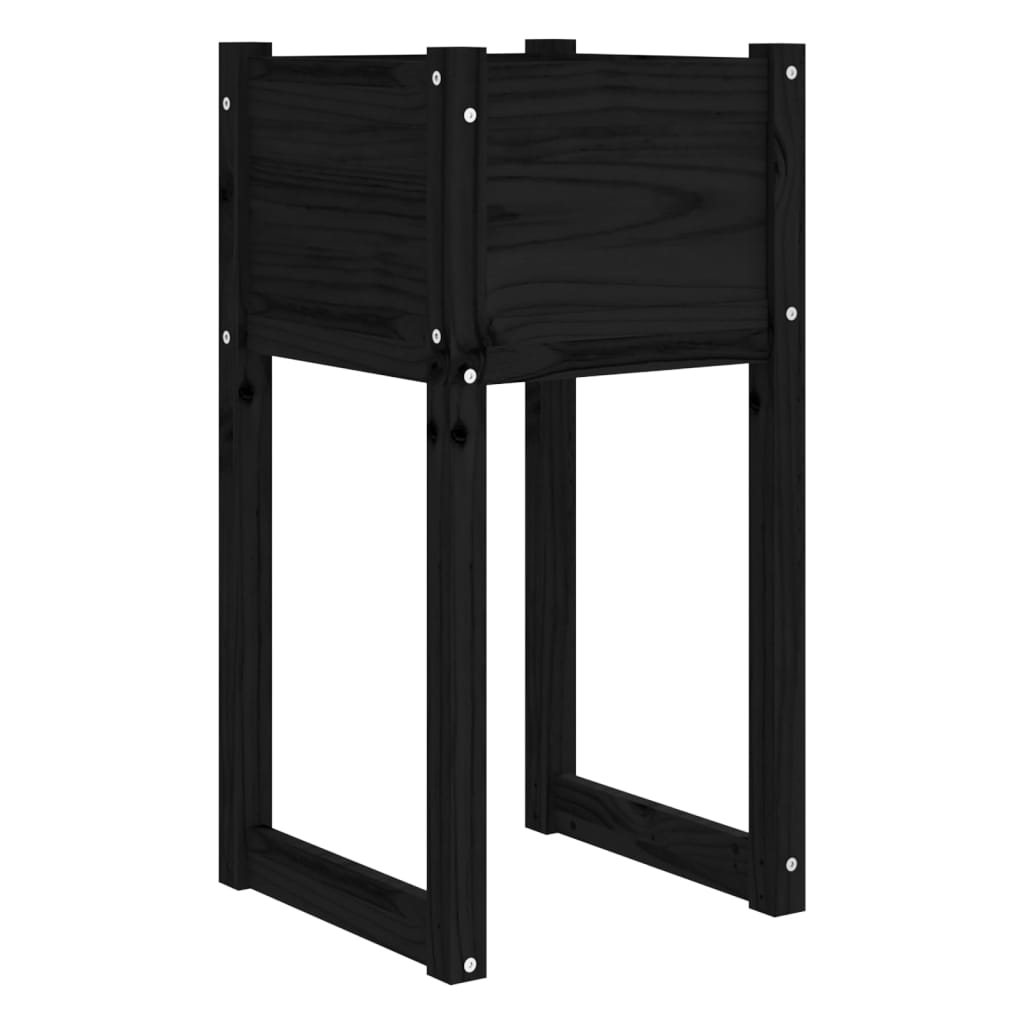 Fioriere 2 pz Nero 40x40x81 cm in Legno Massello di Pino - homemem39