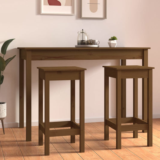 Sgabelli da Bar 2 pz Miele 40x40x78 cm Legno Massello di Pino - homemem39