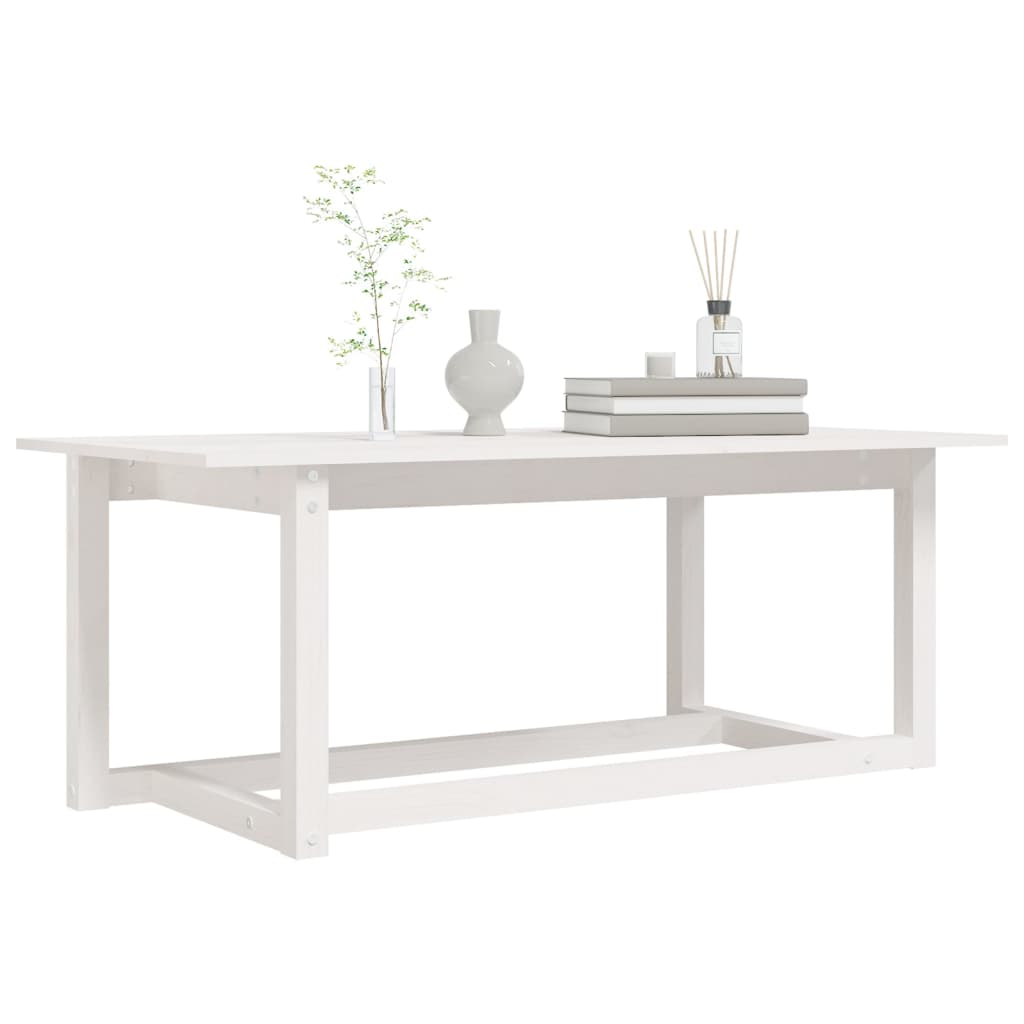 Tavolino da Salotto Bianco 110x55x45 cm Legno Massello di Pino - homemem39