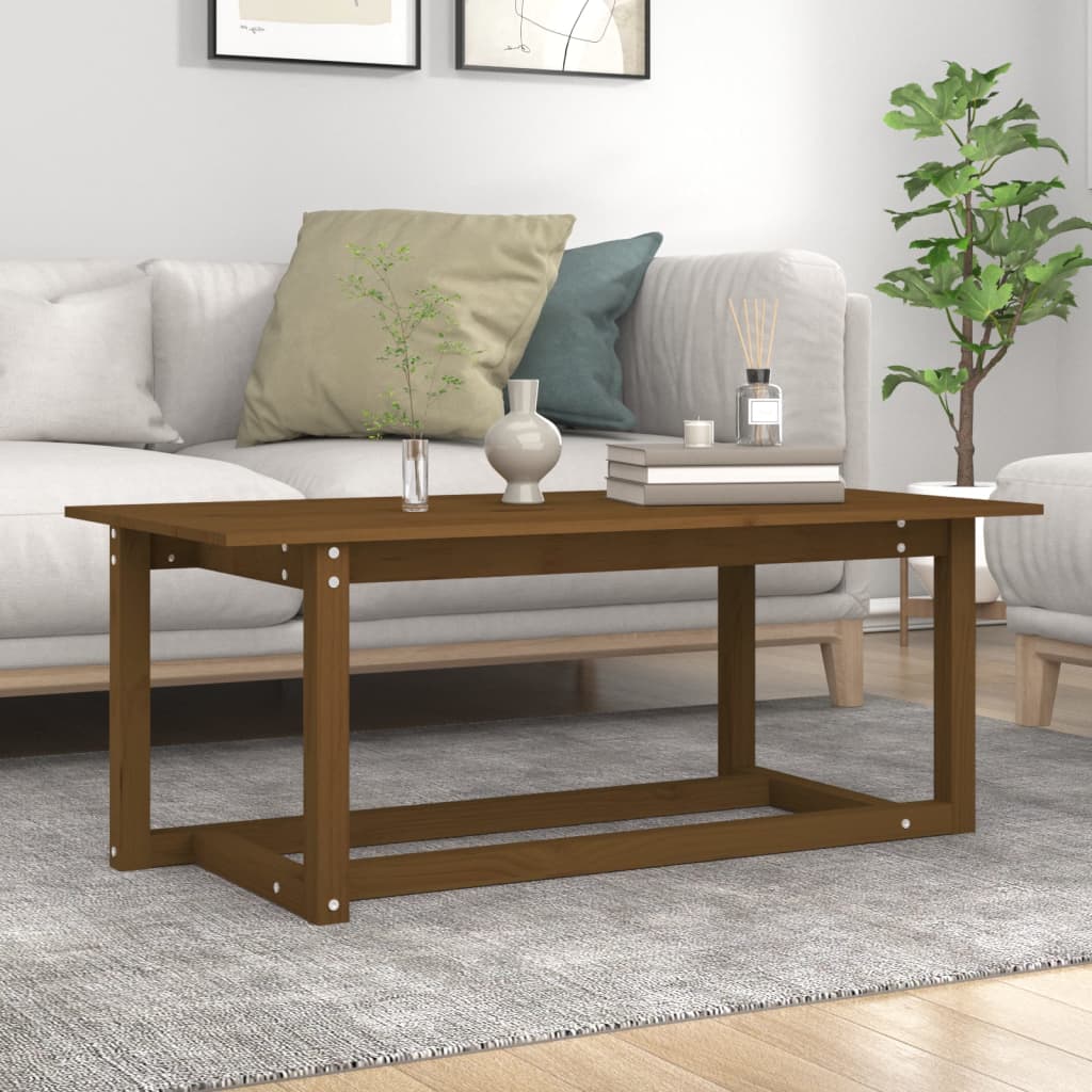 Tavolino da Salotto Miele 110x55x45 cm Legno Massello di Pino - homemem39